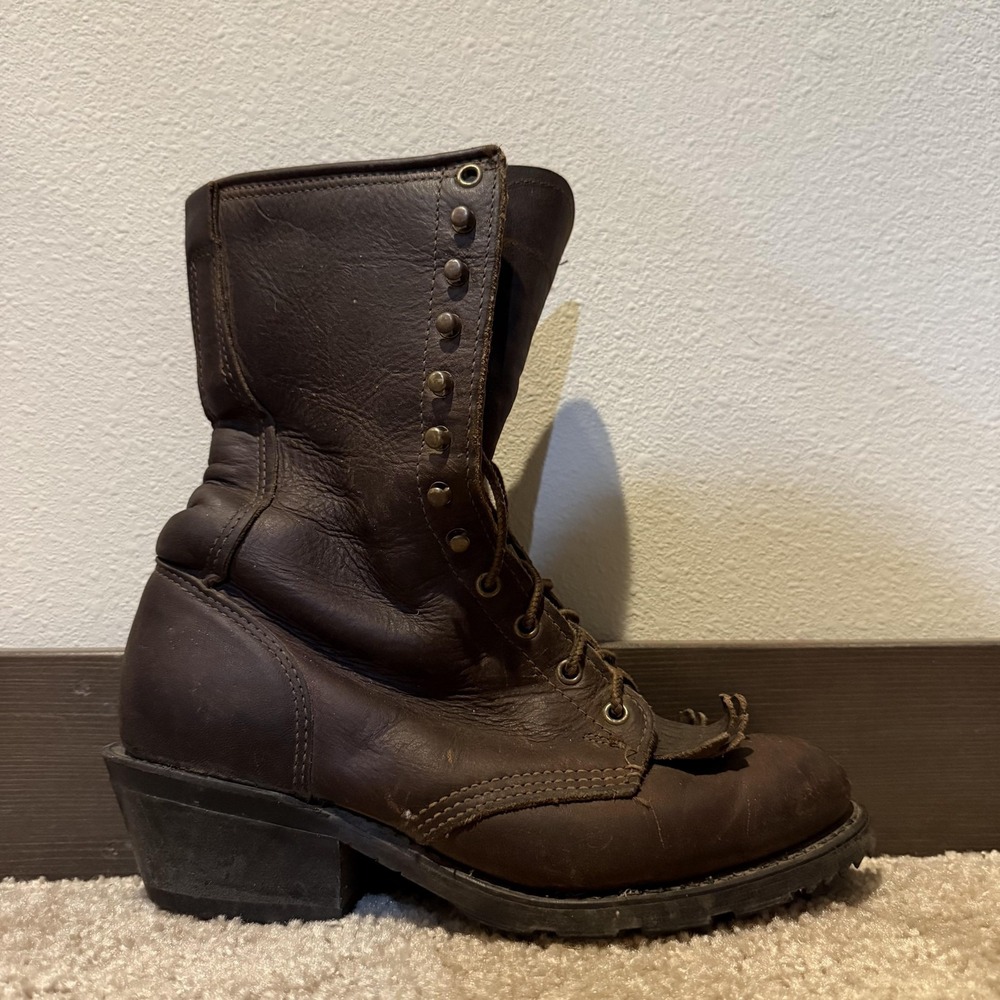 Double-H 9382 Packer Boots Mens Size 6.5 W Brown Leather Lace Up Western Work